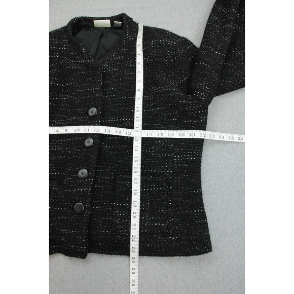 Chicos Blazer Womens 3 Black Collarless Pockets 4 Buttons Long Sleeve - Picture 8 of 8